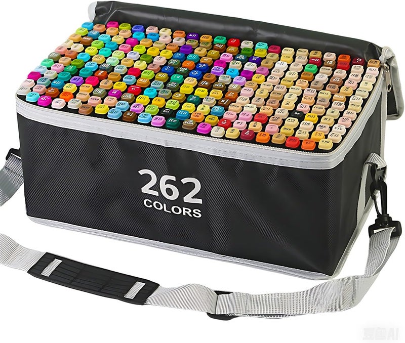 IMAGLINTS Markers كحول 262 لون مع قلم رسم أساسي مزدوج الطرف لفن الرسم والرسوم المتحركة - Image 1